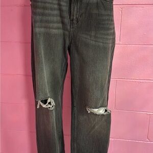 H&M Relaxed Fit Black Distressed Jeans